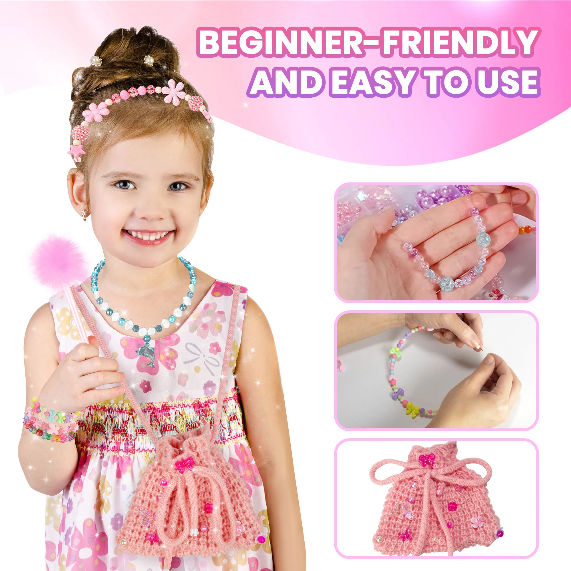 Vriendschapsarmband maken Kit speelgoed voor leeftijden 7 8 9 10 11 12 jaar oude meisjes, voor ketting, armband, ring creatieve DIY-set