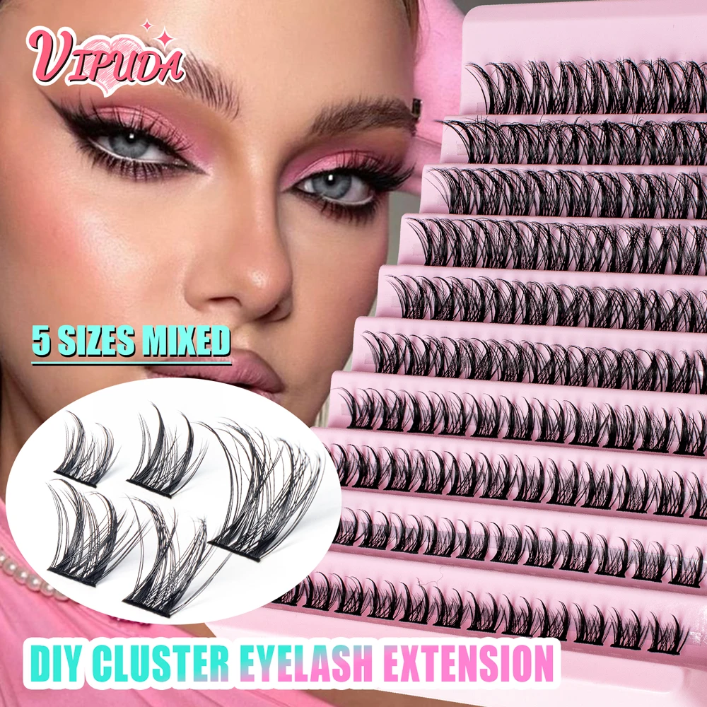 Vipuda Cluster Lashes Mixed Length DIY Eyelash Segmented Eyelashes Volume Individual Lashes Soft Fluffy Faux Mink Lashes