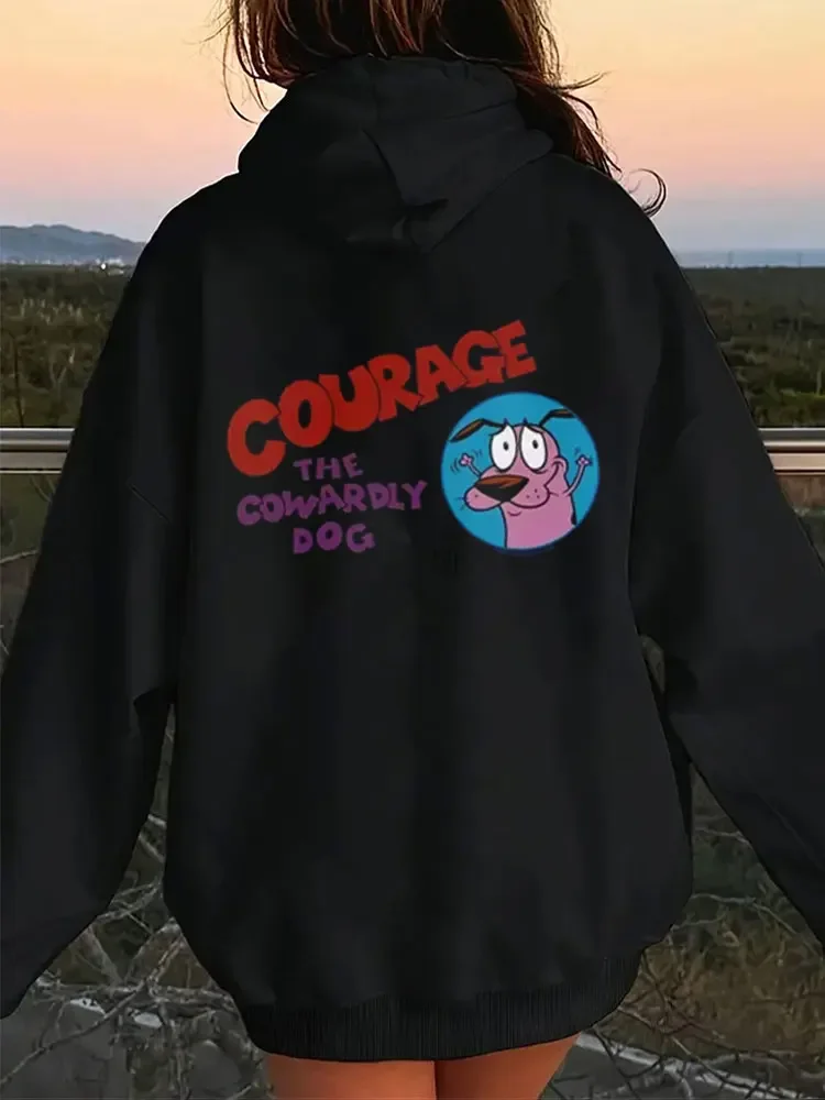 New Classic Courage The Cowardly Dog Logo Graphic Hoodies Lady Fashion Print Autumn Cute 90s Women Long Sleeve Women\'s Wear