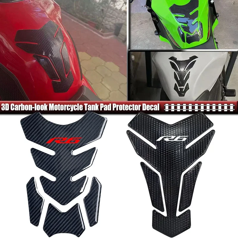R6 Sticker 3D Carbon Look Motorcycle Tank Pad Protector Stickers Case For YZF600 YZF-R6 R6S