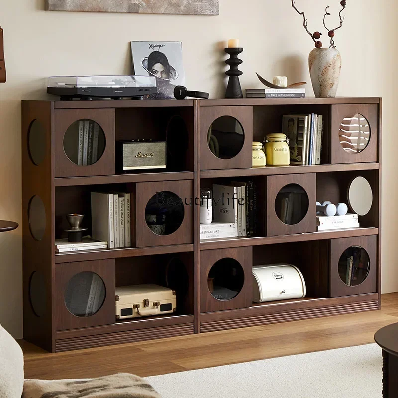 

z.-Solid wood bookcase combination Solid wood display cabinet Household multi-functional storage and storage