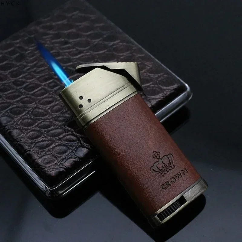 

Business Lighter High end Leather Inflatable Windproof Direct Charge Cigar Personalized Lighter Men's Gift