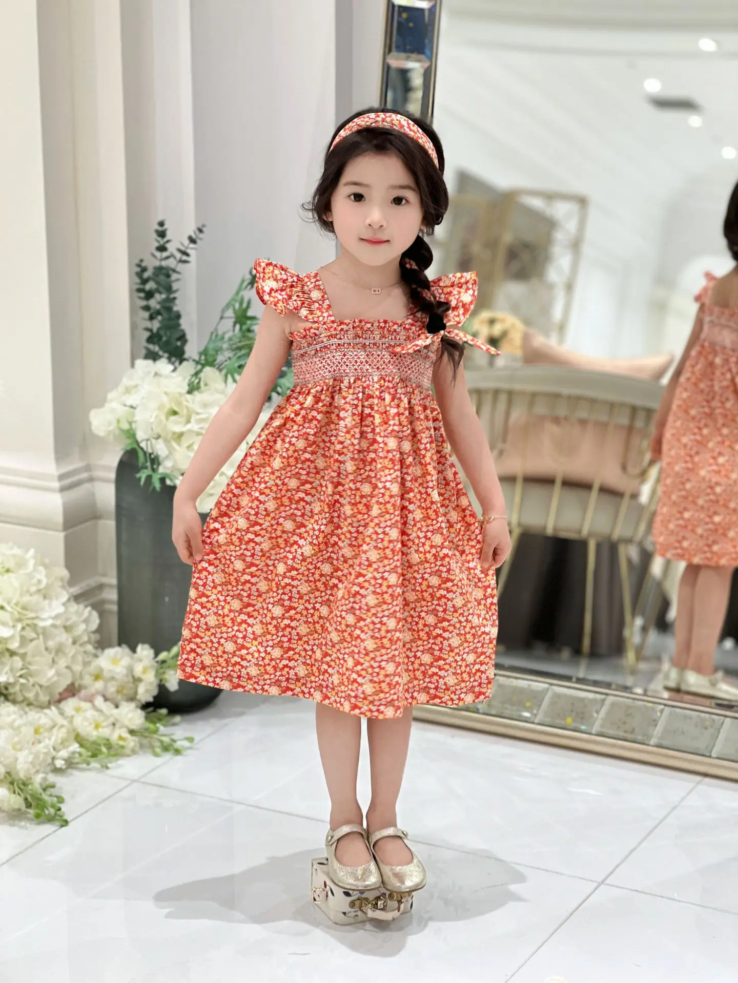 kids dress 2025 new summer girls cute print brand design short sleeve princess dresses