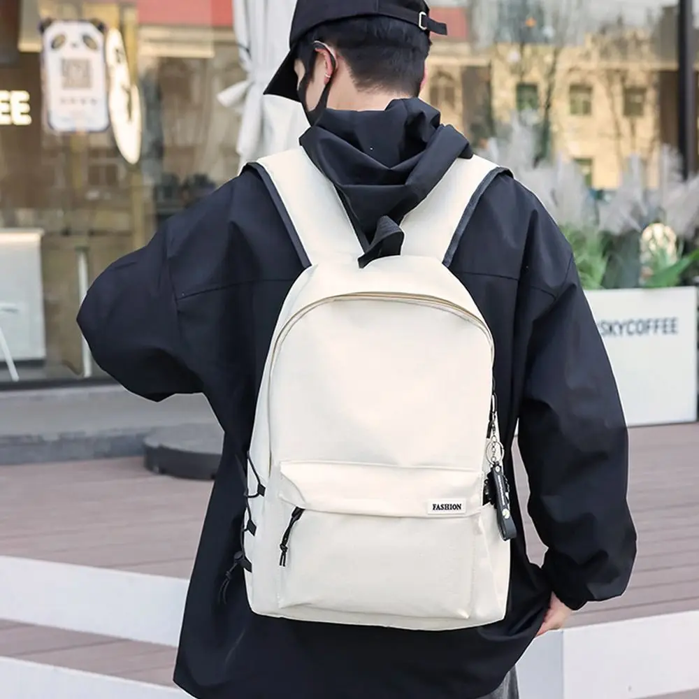 Grande capacidade Multi bolso mochila estudantil, bolsa casual coreana elegante, escola de moda monocromática