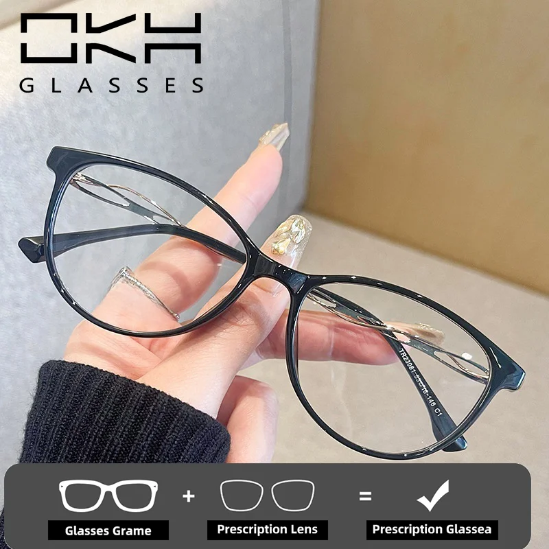 

OKH новые светло-винно-красные очки в маленькой овальной оправе с опцией очков для близорукости, оправа для очков по индивидуальному заказу 0 ~-4,00