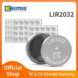 EEMB 1000~30PCS LIR2032 Rechargeable Battery 2032 3.7V Button Lithium Battery 45mAh Coin Cell Batteries Large packaging