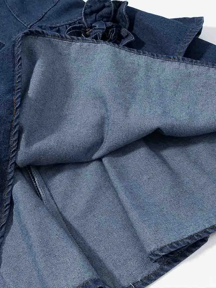 ヨーロッパスタイルの新しい女性のファッション多用途気質立体フラワーデニムサスペンダードレス