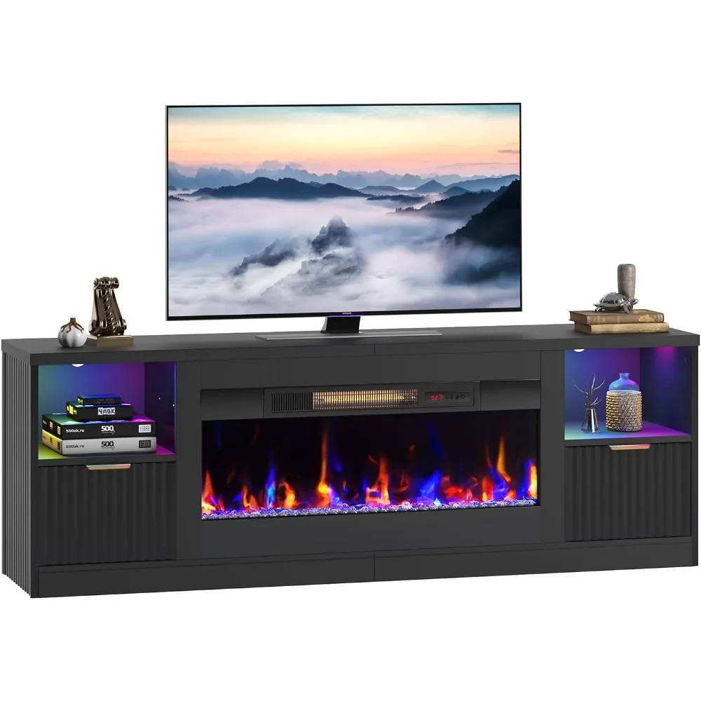 70” Fireplace TV Stand Modern Entertainment Center with 36