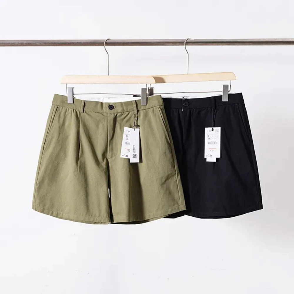 Mens Pleated Business Shorts Summer Streetwear Fashion Youth Outdoor Versatile Casual Lightweight Breath City Boy Daily Shorts