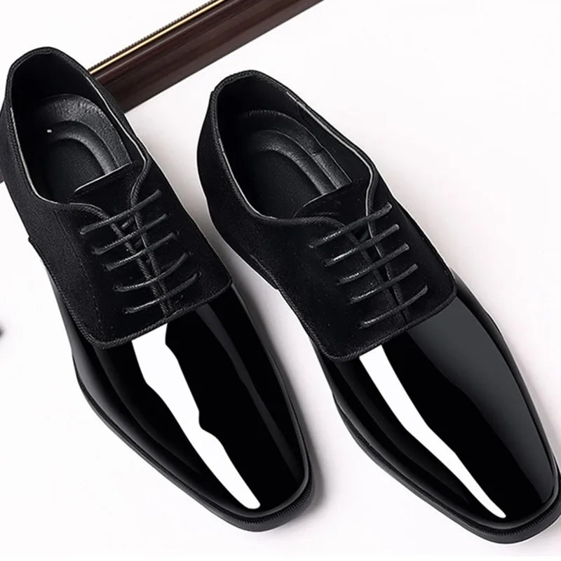 mens patent leather shoes lace up oxfords men dress shoes Pointed toe wedding Business party work office shoes men big size 50