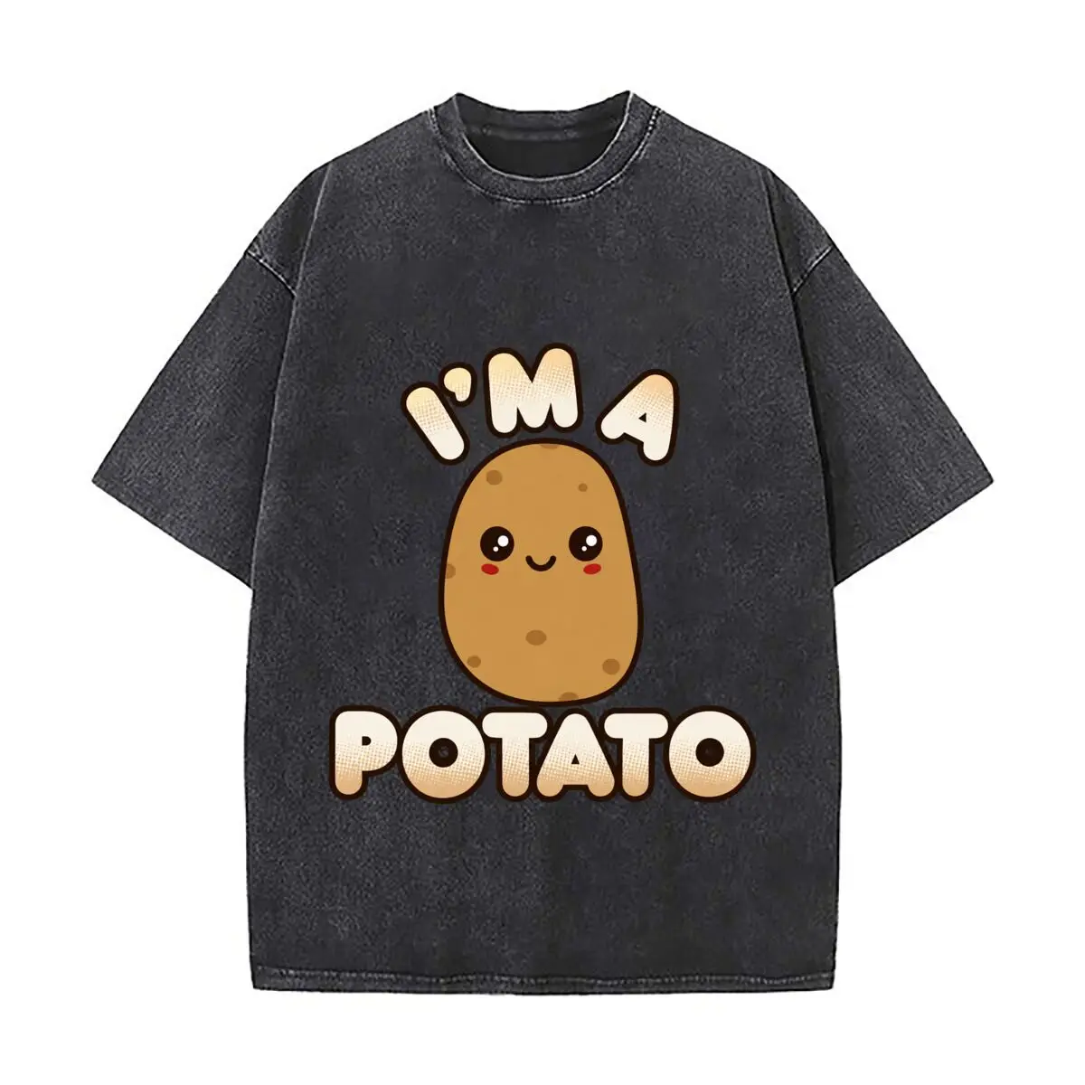 Im A Potato Cute Kawaii Vegetable Graphic Washed Short Sleeve Loose Streetwear Tee Hip Hop