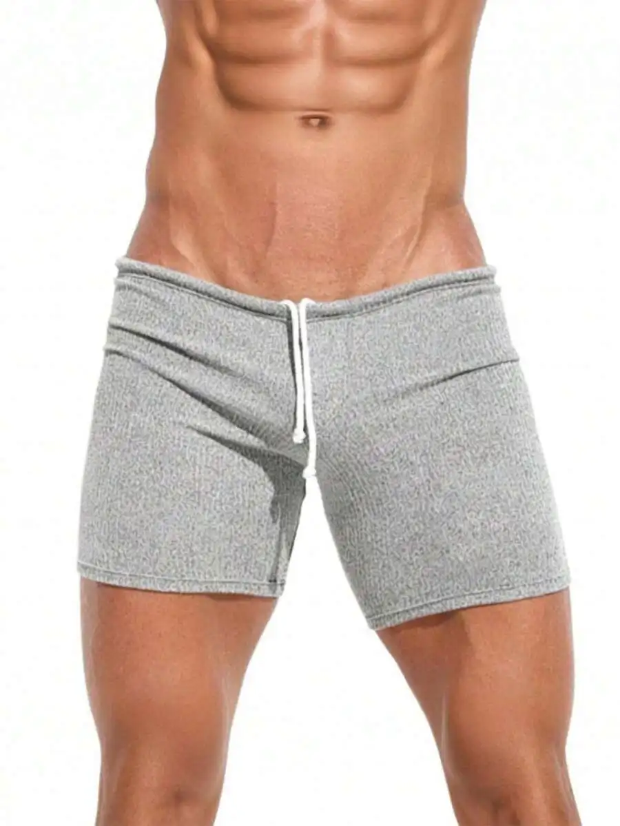 Mens Casual Slim Fit Drawstring Waist Polyester Shorts For Summer