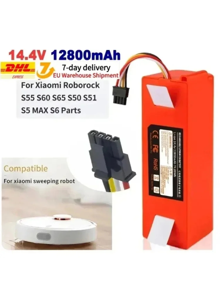 LIDIKALA Ersatzakku für Xiaomi Roborock S55 S60 S65 S50 S51 S5 MAX Roboterstaubsauger S6 Teile 14,4V 12800mAh