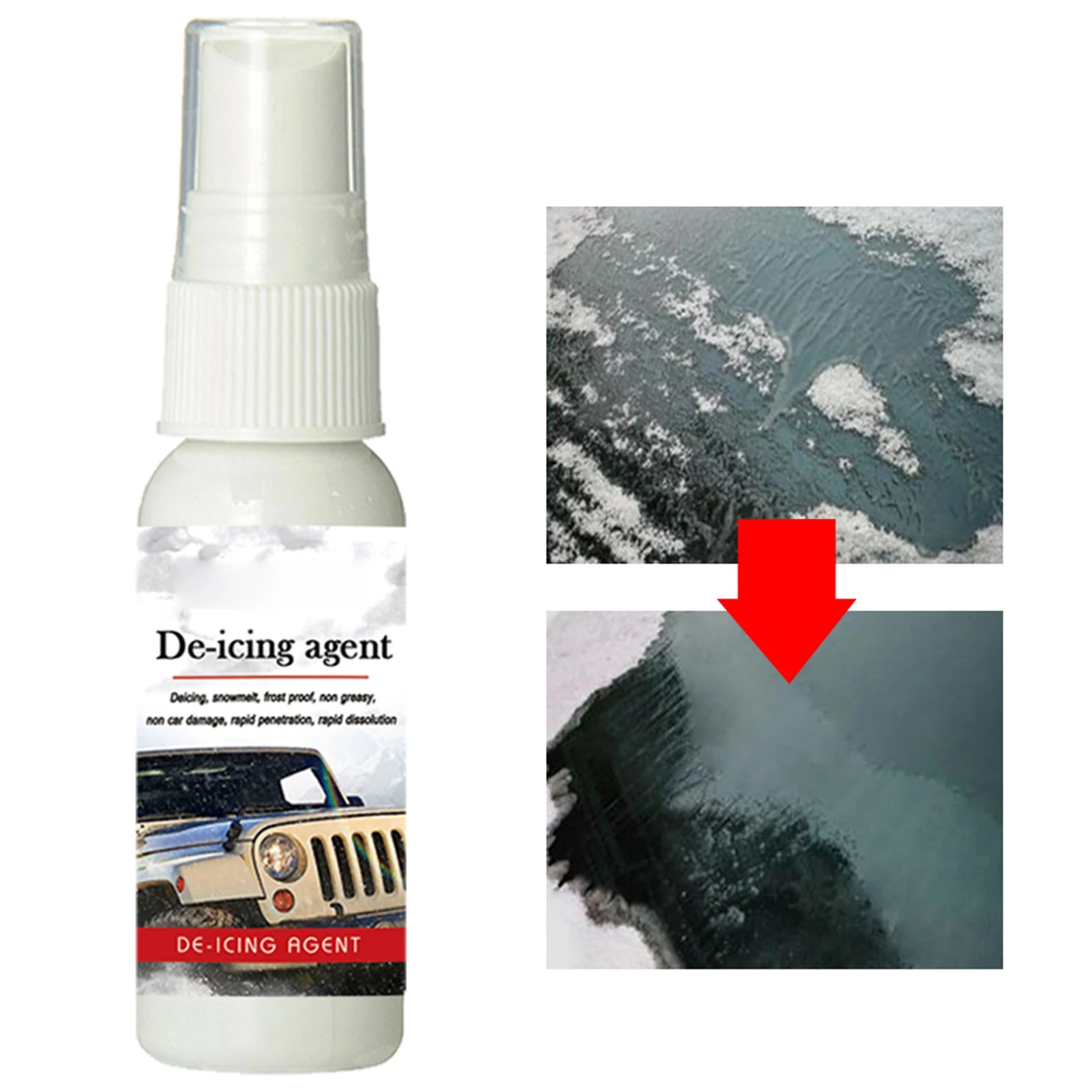 30ml Car Deicer Snow Melting Deicing Spray Defrost Agent Quickly Antifreeze for Cars Windshield Ice Snow Remover Spray