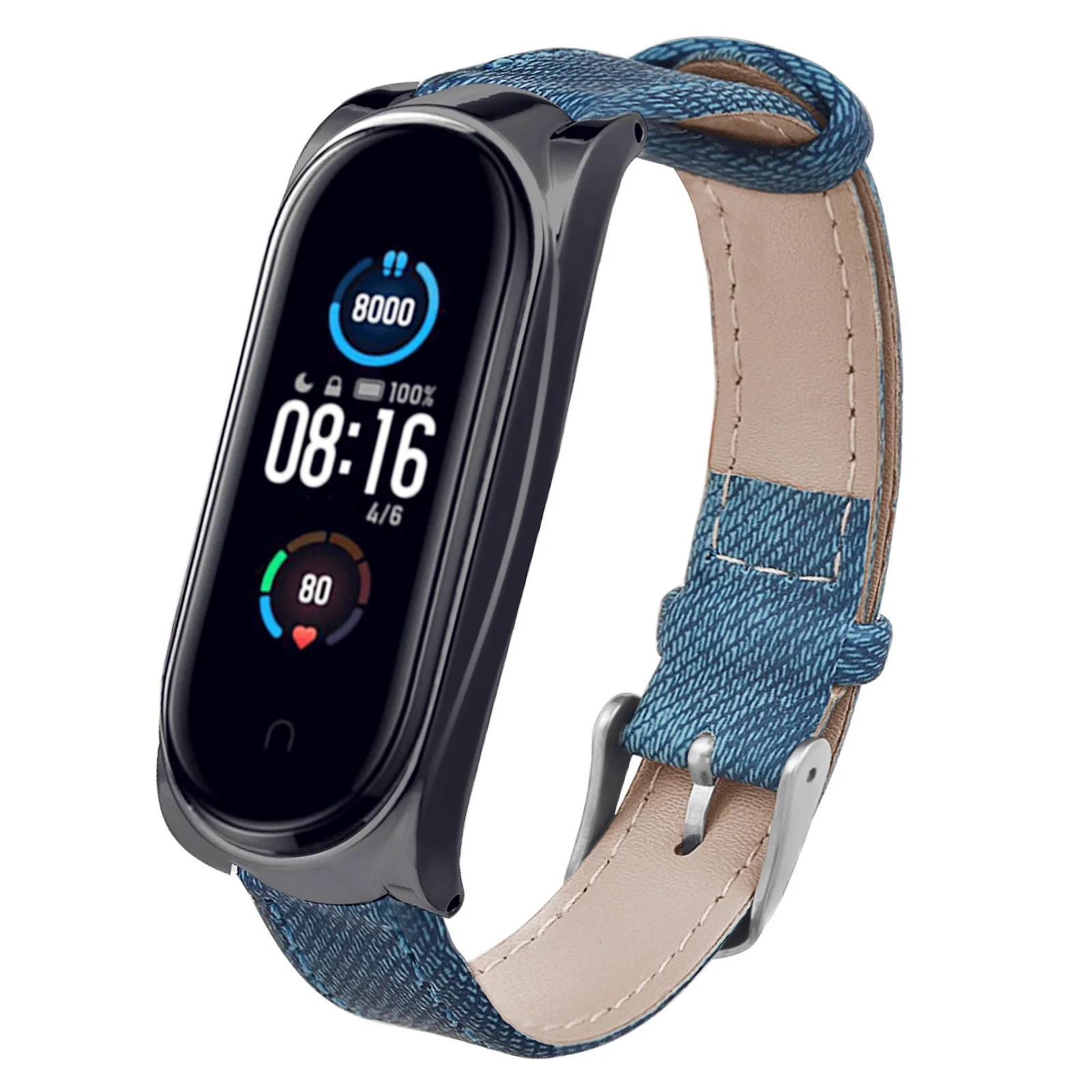 

Adjustable Blue Denim Watch Strap Comfortable Skin-Friendly Replacement Band For 5/ Wristband Replaceable