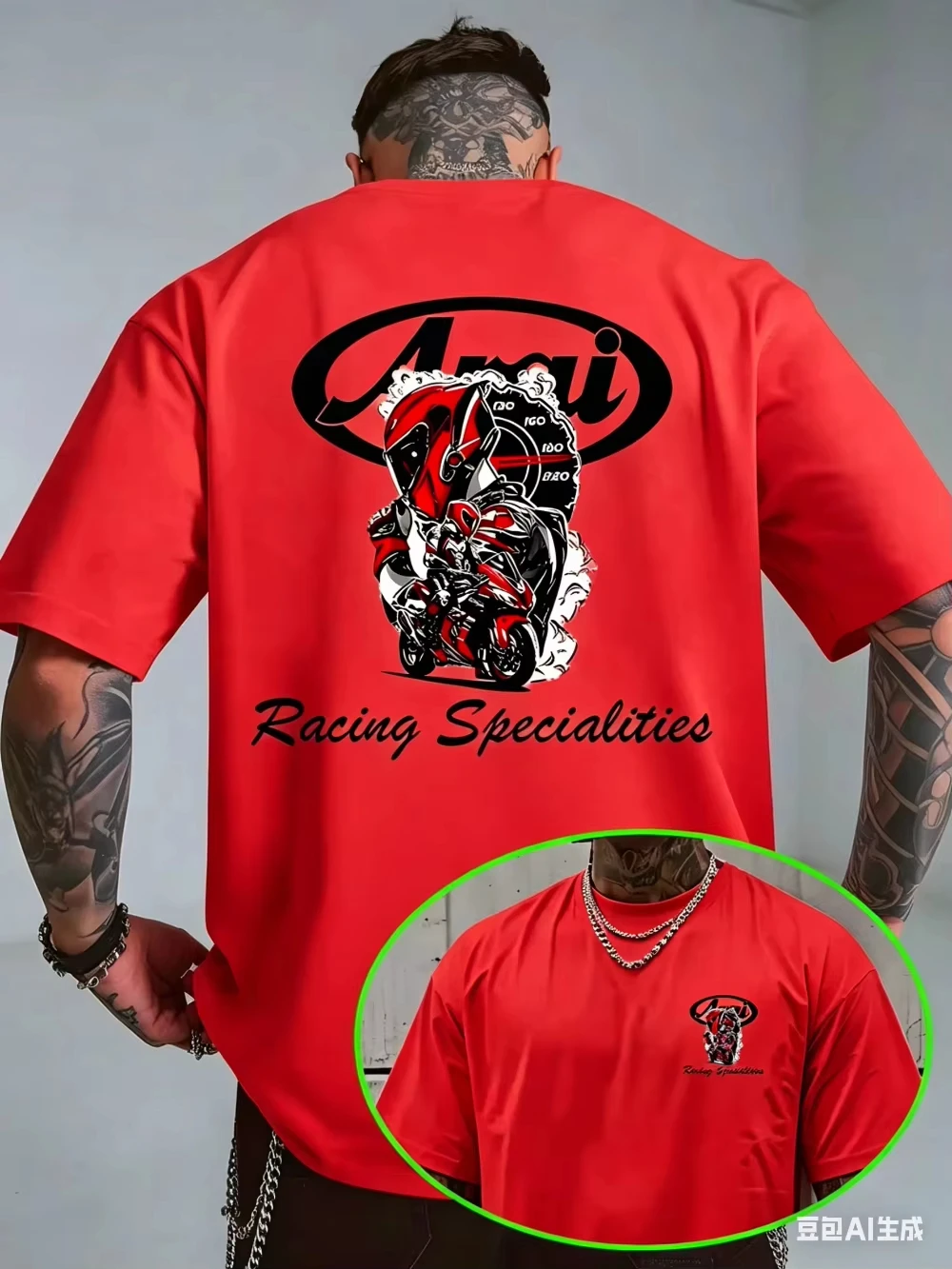 Herren Baumwoll-Muster T-Shirt mit Rennmotorrad-Motiv, bedrucktes Baumwoll-Unisex-T-Shirt mit Rundhalsausschnitt, Geschenk-T-Shirt, Camisetas – Detail 7