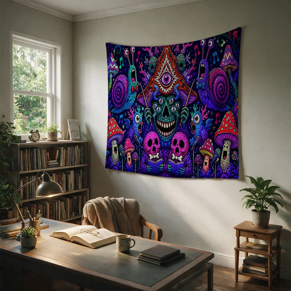 Psychedelic Rave Art Tapestry Bohemian Wall Hanging Trippy Festival Decor for Music Lovers