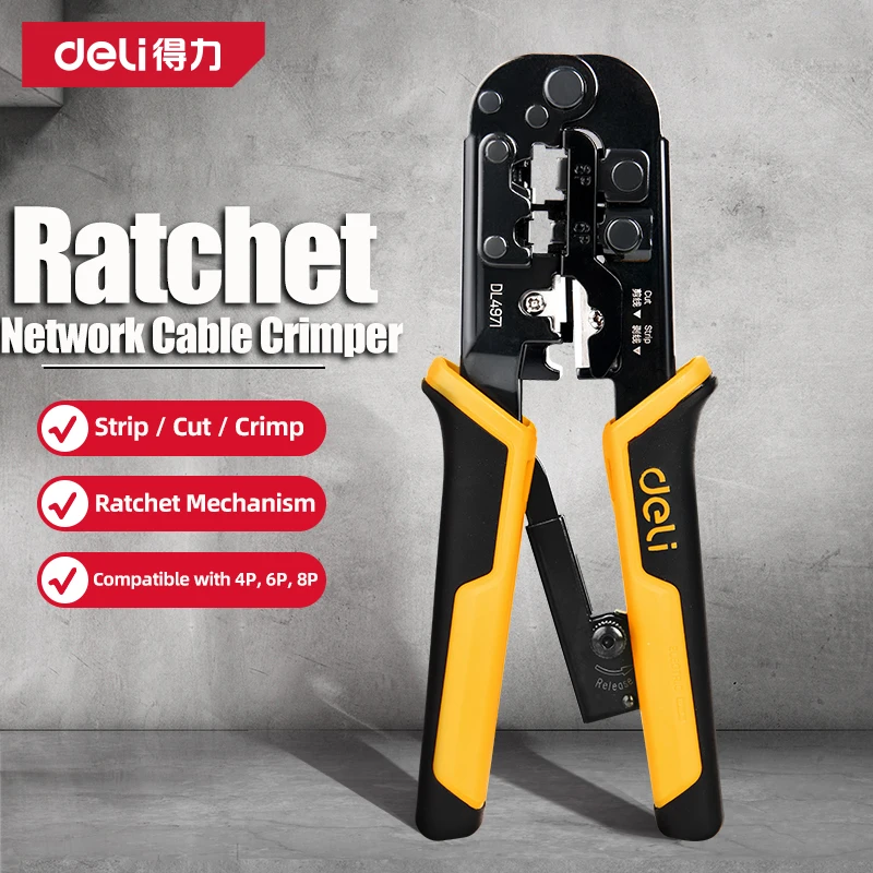 

DELI crimper hand network tools pliers 4P/6P/8P Cable Stripper pressing clamp tongs clip multi function