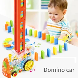 Kids Automatic Laying Domino Train Electric Car Dominoes Set Brick Blocks Kits Games Educational Toys Children DIY Toy Boys Gift