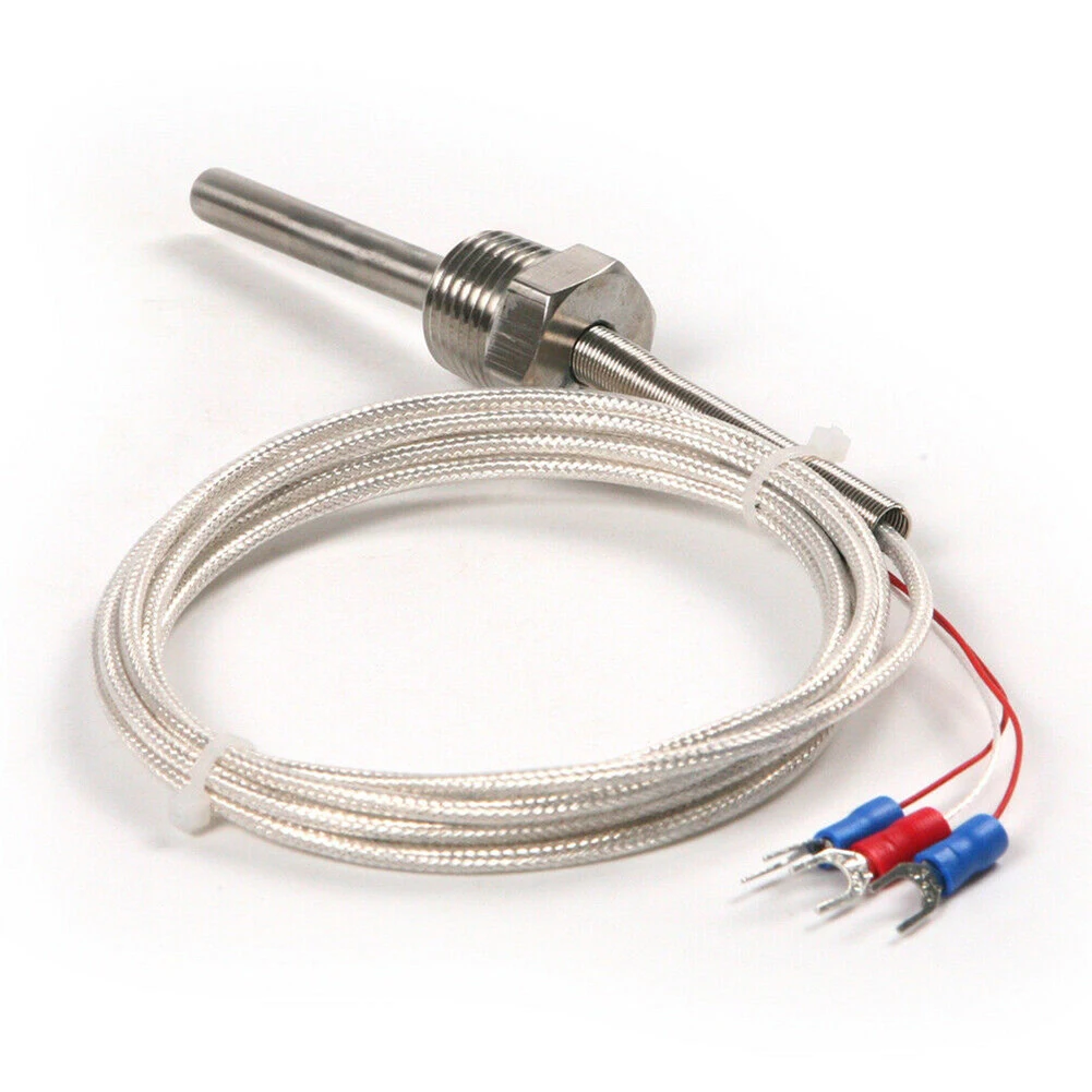 Pt100 Ohm Probe Sensor L 50mm PT NPT 1/2\'\'  Thread W/ Insulation Wire Stainless Steel Probe Temperature Sensor Industrial