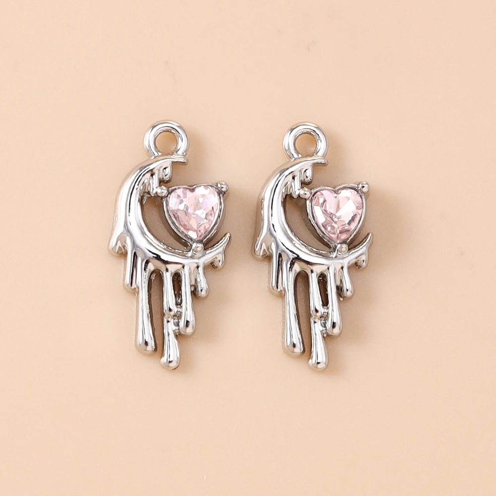 Leslie 5 Stück Modische Y2K Legierung Kristall Flüssig-Lava Herz Anhänger DIY Schmuckherstellung Charm Ohrringe Halskette Armband Zubehör – Detail 18