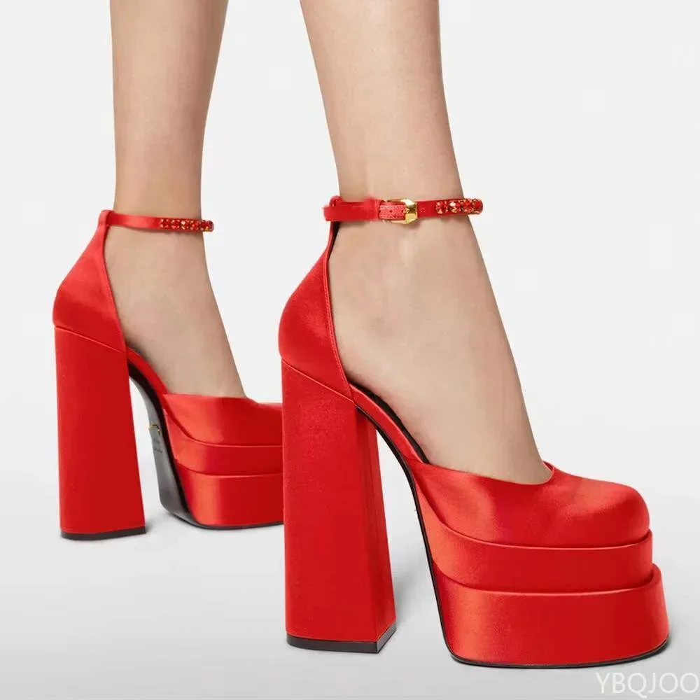 Zapatos de tacón Retro Mary Jane a la moda para mujer, sandalias de tacón grueso, vestido de plataforma de primavera, zapatos básicos para fiesta y boda, zapatos de mujer