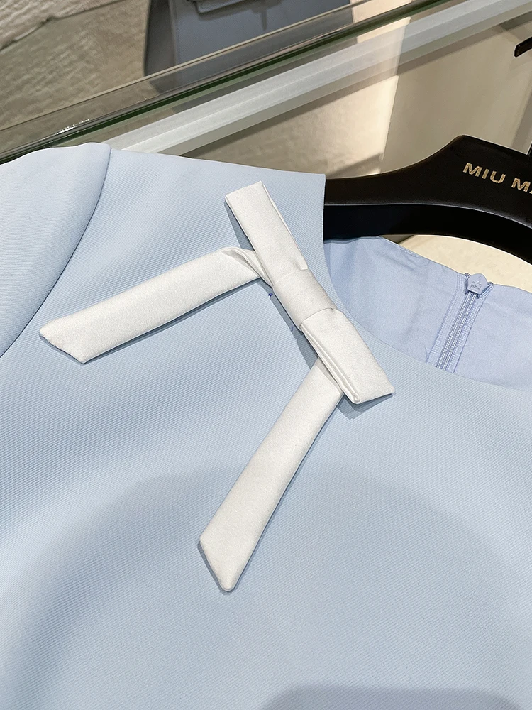 South Oil – jupe trapèze plissée pour femmes, haut de gamme, petit Fraance, t-shirt avec nœud dimensionnel, été