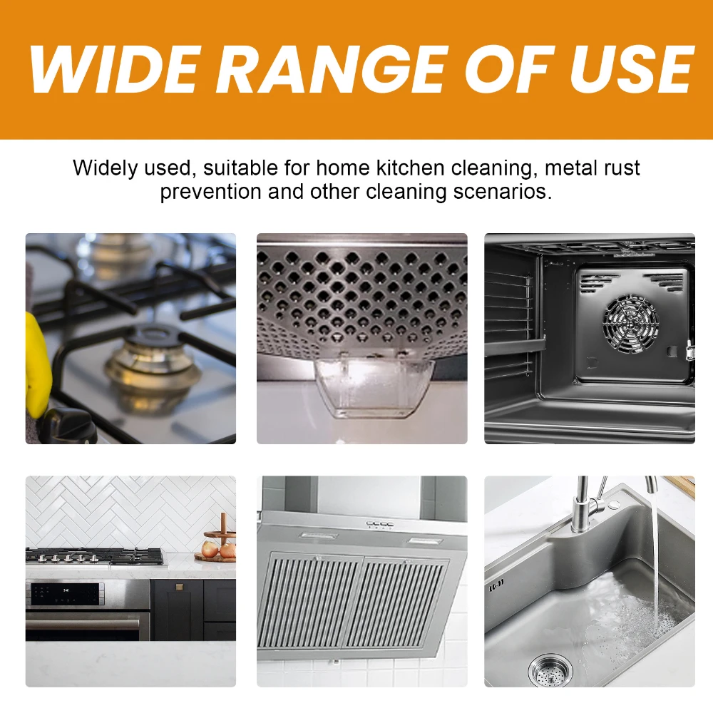 Pasta de limpeza de aço inoxidável para limpeza de utensílios de cozinha, fogões e paredes, remoção de manchas teimosas e graxa do Bo