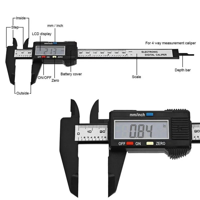 

Brand New 6 inch 150mm LCD Digital Electronics Vernier Caliper Caliber Carbon Fiber Micrometer Measuring Tool