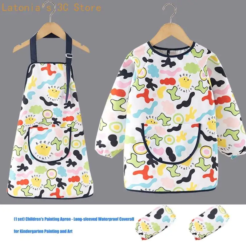 Langarm-Kunstcover-Set für Kinder mit Schürze zum Malen und Basteln X3UB – Detail 7