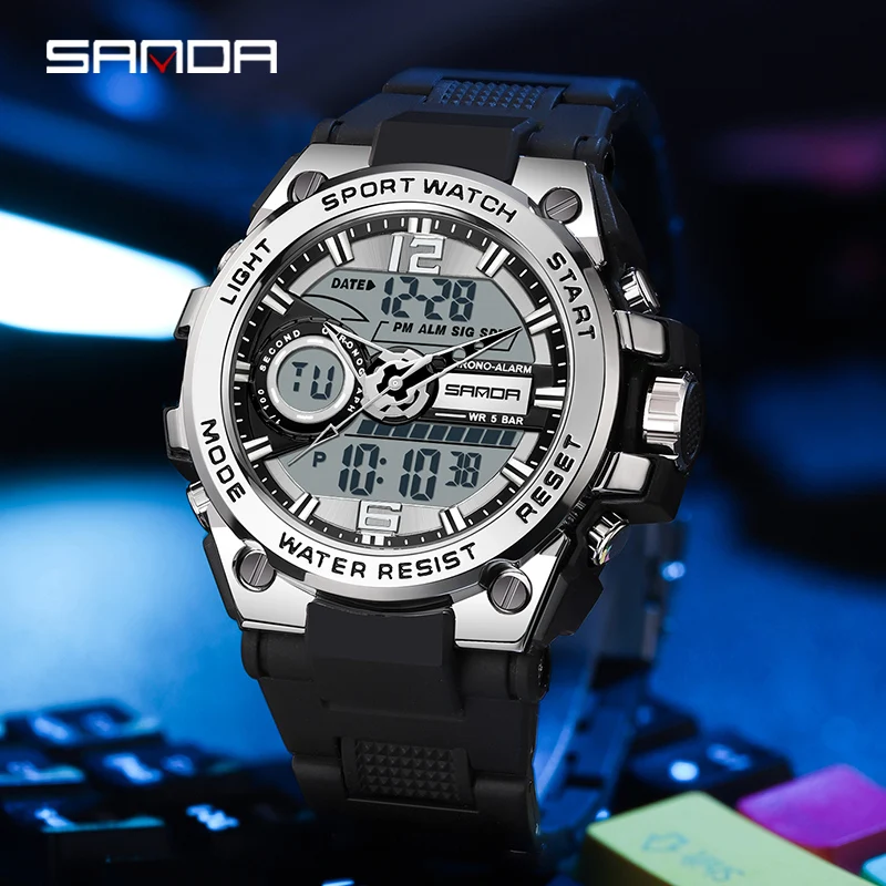 

SANDA 9010 Sports Men's Watches Top Brand Luxury Military Quartz Watch Men Waterproof S Shock Male Clock relogio masculino 2024