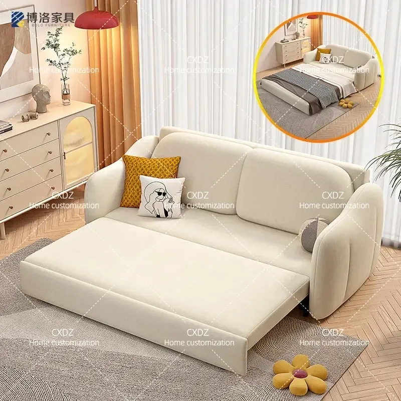 Multifunctional Sofa Bed Foldable Convertible Couch with Storage Flannel Fabric Space Saving Sleeper for Living Room Small