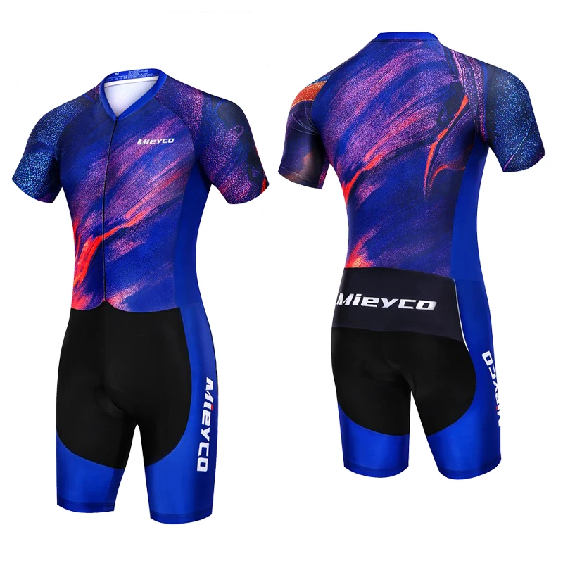 Herren-Triathlon-Skinsuit, kurzärmelig, schnelltrocknend, atmungsaktiv, einteiliger Radsportanzug, MTB, Bike, Lauf, Rennsportbekleidung – Detail 2