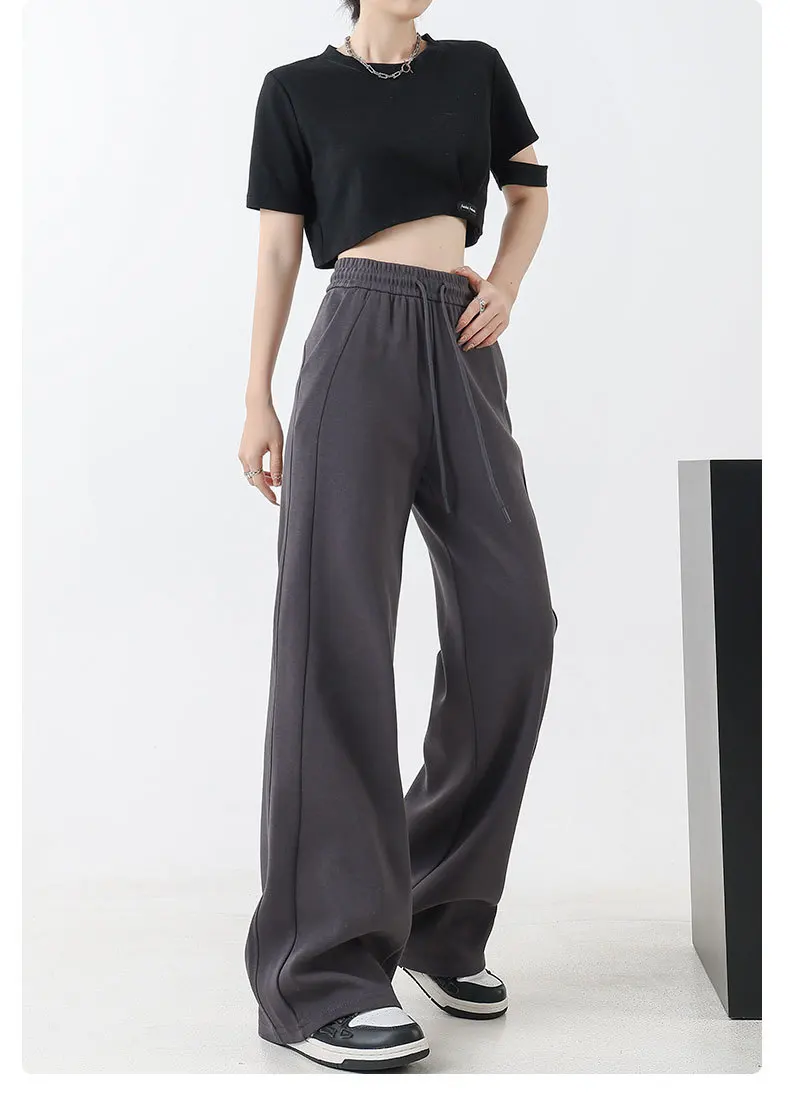 

Широкие брюки с высокой талией и разрезом, женские летние ультратонкие брюки с высокой талией, милые девушки, фестиваль, отпуск, воздушные мягкие завязки, спандекс