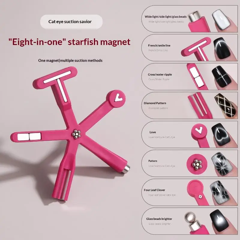 

Новый 8-в-1 многофункциональный магнитный стик с сильным магнитом для дизайна ногтей, маникюра и создания эффекта кошачьего глаза, инструмент для работы с УФ-гель-лаком.