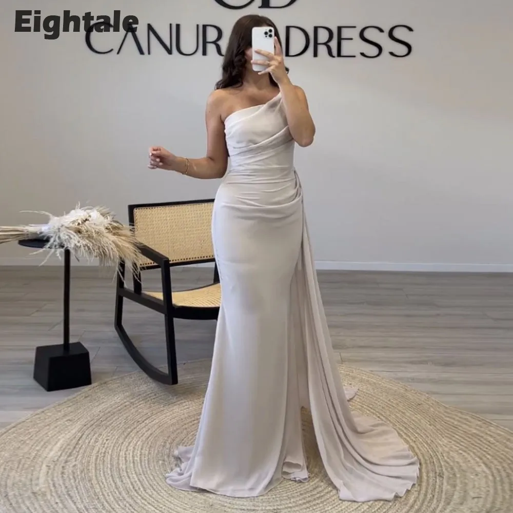 Eightale Elegant Evening Dresses One Shoulder Pleats Chiffon Customized Wedding Prom Party Gown Vestidos De Gala Mujer