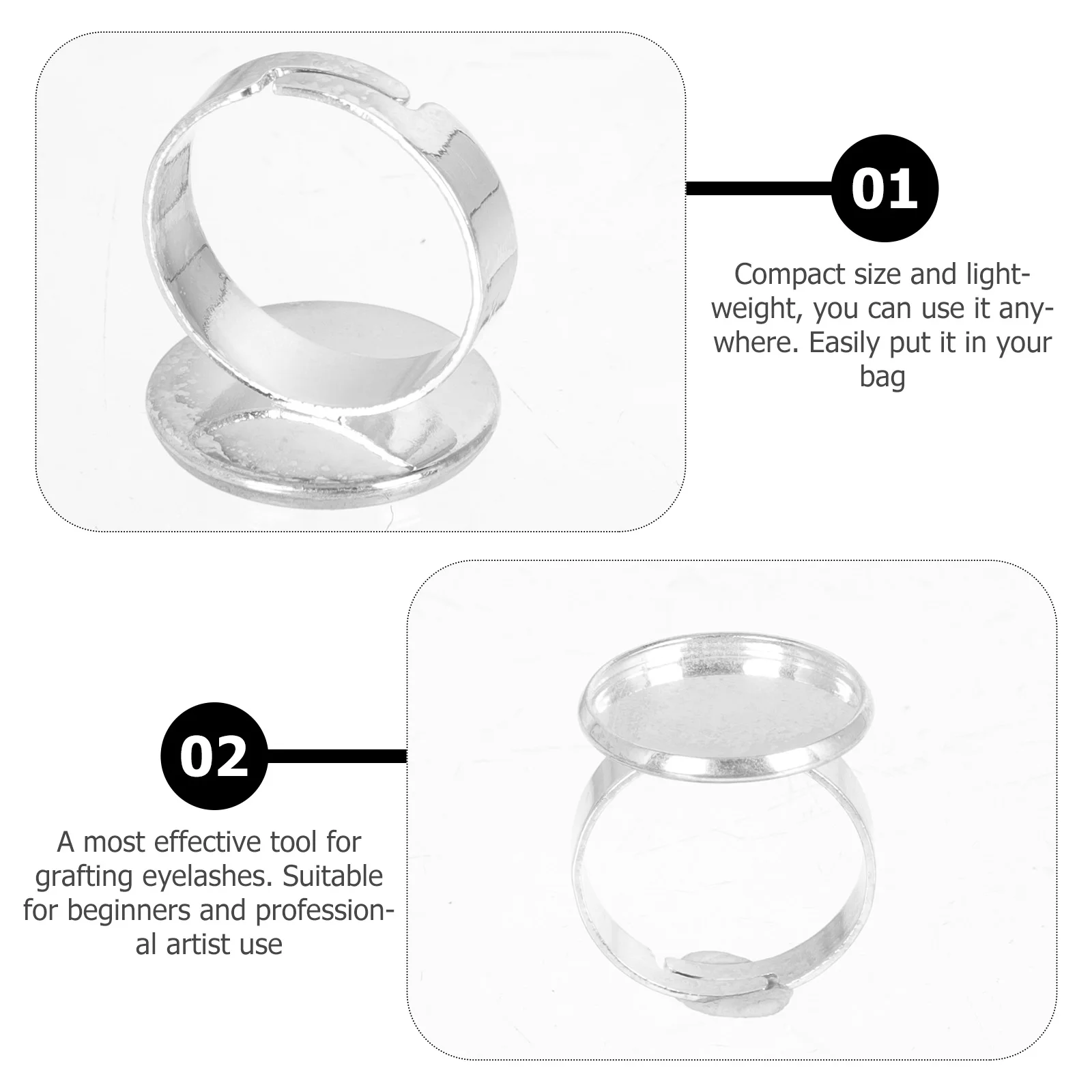 

2pcs Eyelash Extension Glue Rings Stainless Steel Cups Holders Grafted Accessories Eyelash Beauty Salon Home DIY Tools