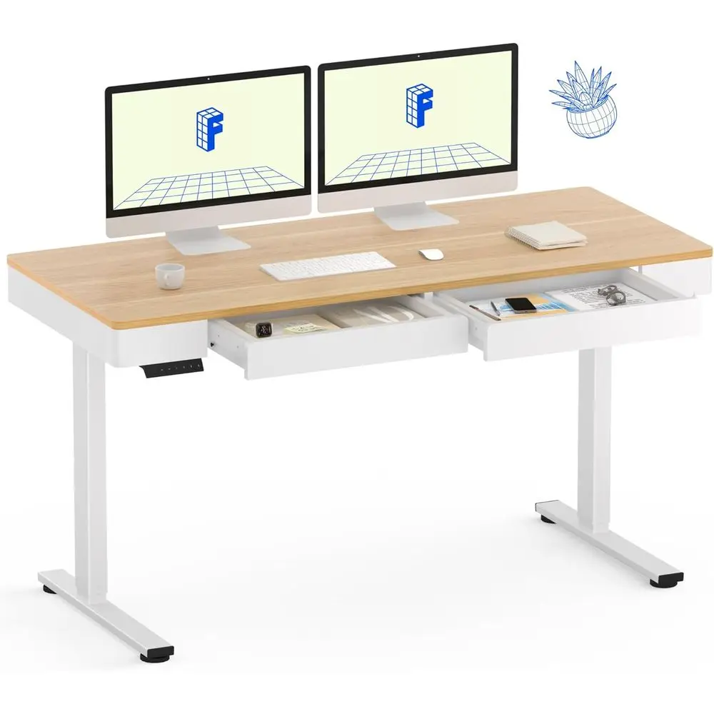 

Electric Adjustable Height 55x24 Stand Up Desk, Maple Finish, Suitable for Office/Home Use