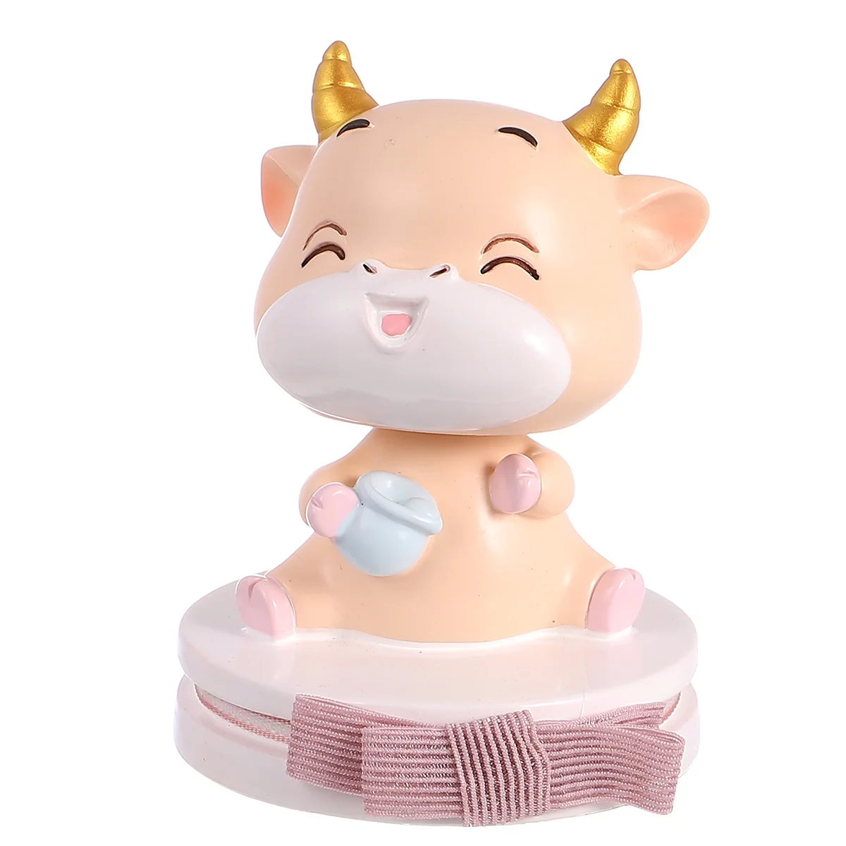 

Golden Horn Calf Car Shake Ornament Auto Interior Decoration White Base Exquisite Design Endless Fun Home Office Decor