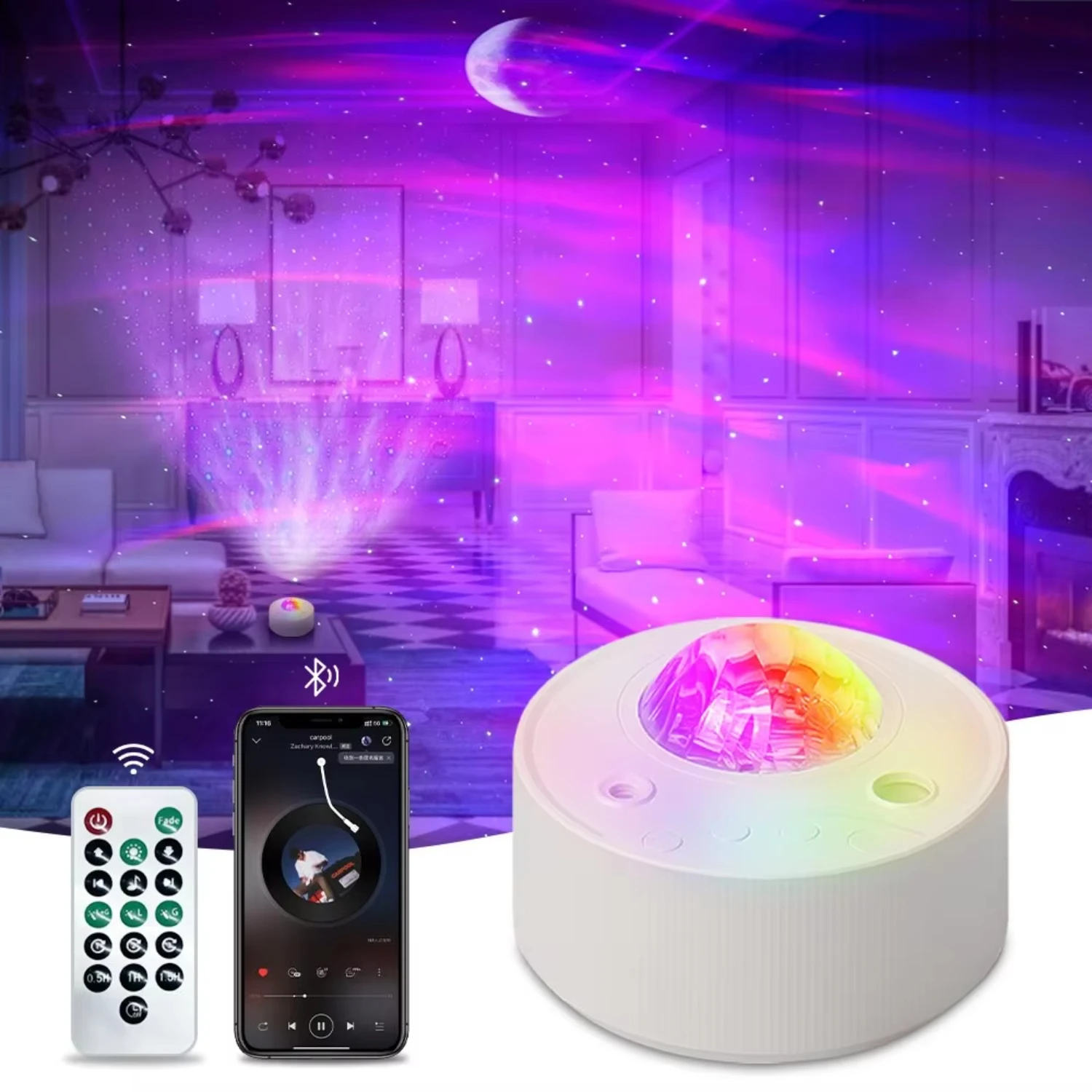 Northern Lights  Projector Aurora Stars Night Light Laser Bluetooth Music Projection Lamp  Bedroom Decor Brithday Gift Luz led