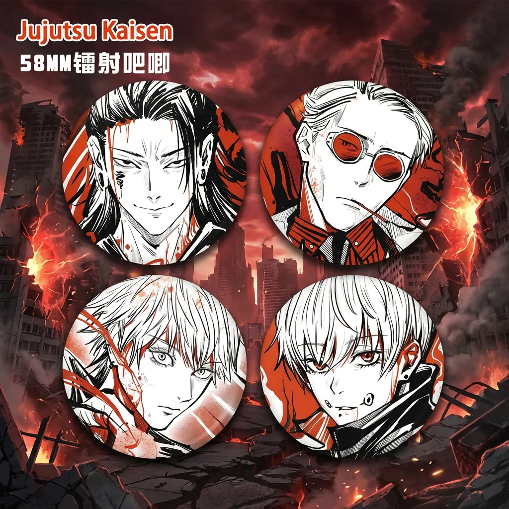 

Значок аниме Jujutsu Kaisen, 58 мм, лазерная булавка, коллекционный подарок для фанатов, персонажи Gojo Satoru Geto Suguru Nanami Kento
