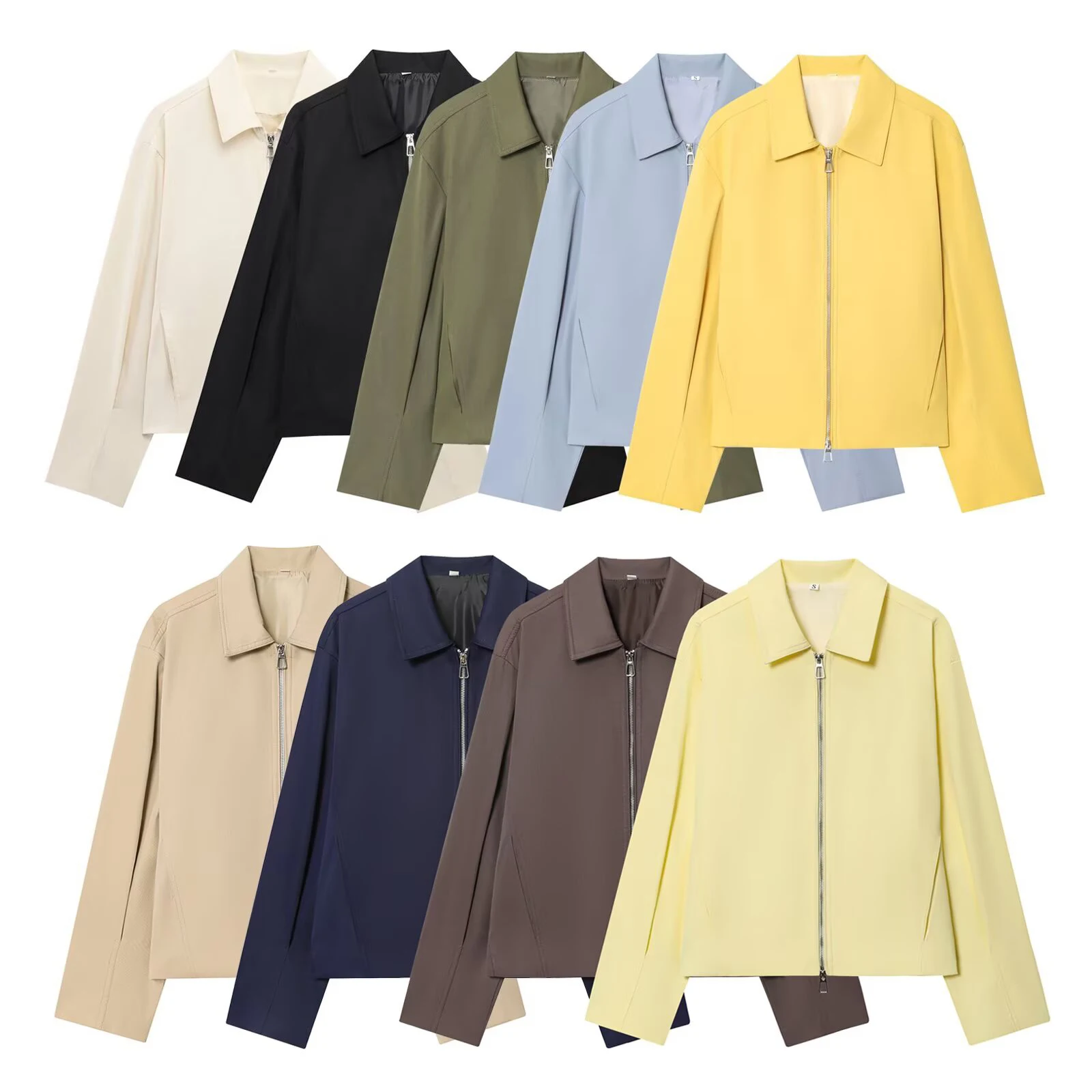 

European and American style winter new product women's cotton blend metal zipper decoration lapel pilot jacket jacket