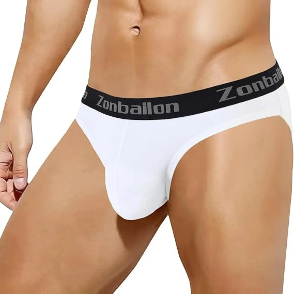 Jinshi Men's Briefs Soft Underwear Sexy Butt Hollow Stretch With Big Bag Pouch Male Briefs