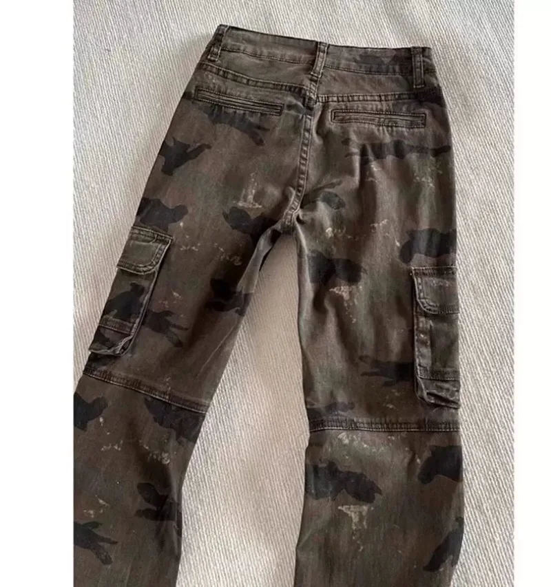 Одежда Y2k Мужские роскошные камуфляжные комбинезоны 2000-х годов Ретро Cleanfit High Street Высокие брюки Micro Machete расклешенные джинсы Одежда для мужчин