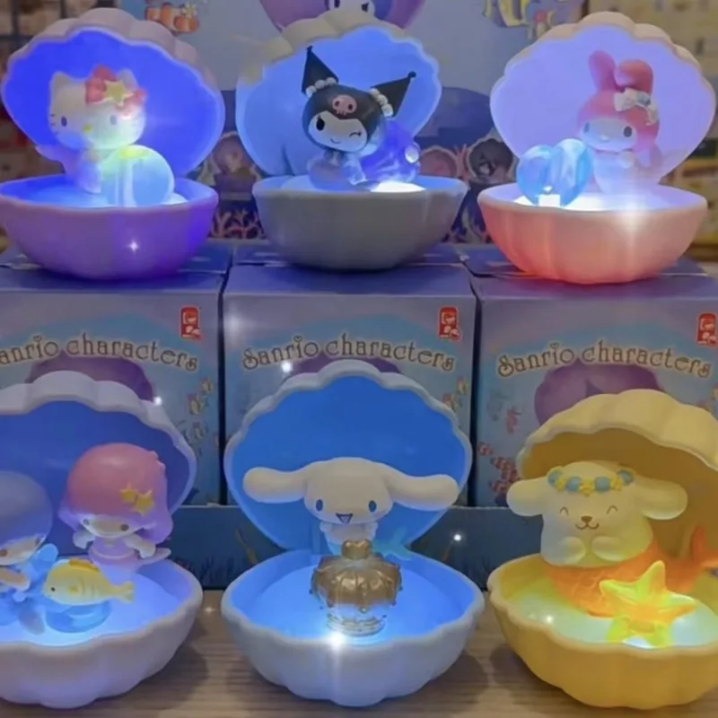 Sanrio Blind Box Mermaid Shell Series Creative Night Light decorazione Desktop sorpresa giocattolo misterioso regalo periferico Anime