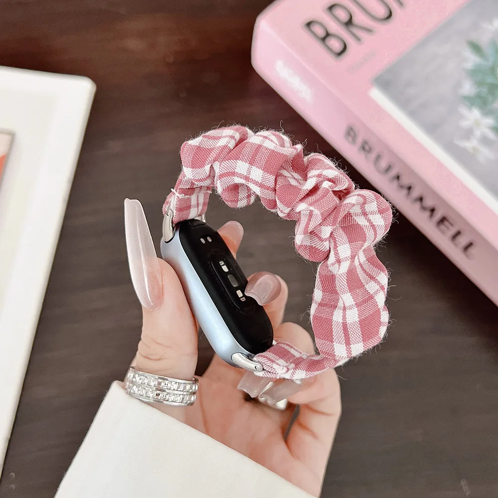 Nylon-Uhrenarmband für Damen, Armband für Xiaomi Smart Band 8/9/ Mi Band 10, Elastisches Weiches Stoff-Ersatzarmband