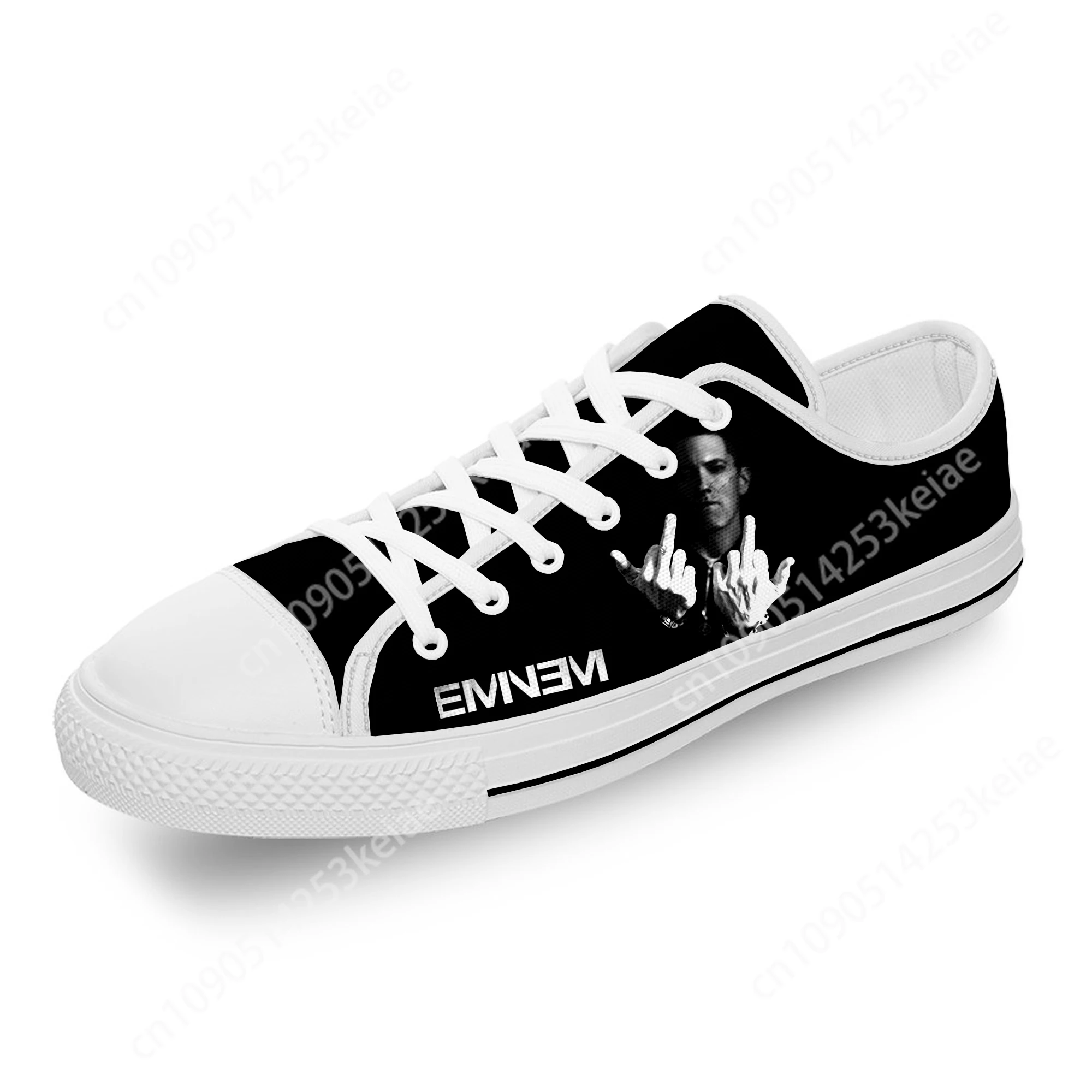 Eminem Hip Hop Rapper Rap Singer White Cloth Fashion 3D Print Low Top Canvas Shoes Men Women Lightweight Breathable Sneakers