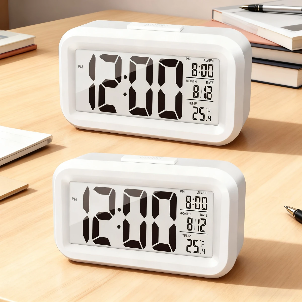 1/2 Stück LED-Digitalwecker mit Hintergrundbeleuchtung, multifunktional, tragbar, Desktop-Tischuhr, Schlummerfunktion, Datum, Zeit, Kalender, leicht zu lesen