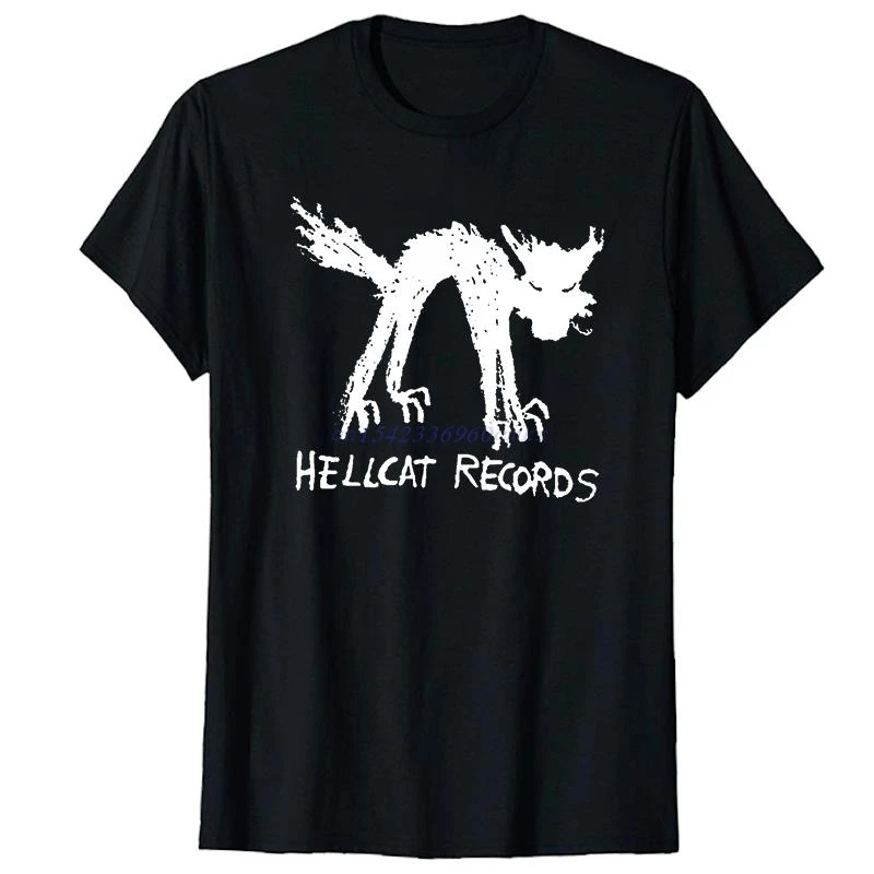Vinyl Records Seattle Record Store Music Cat Hell Cat Unisex Black & White T-Shirt Graphic T-Shirt Summer Men\'s Clothing