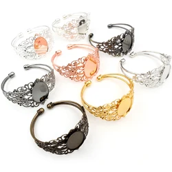 Yüksek kaliteli 18x25mm bronz gül altın parlak gümüş kaplama bileklik bankası bilezik boş bulgular tepsi ayarı Cabochon cameo